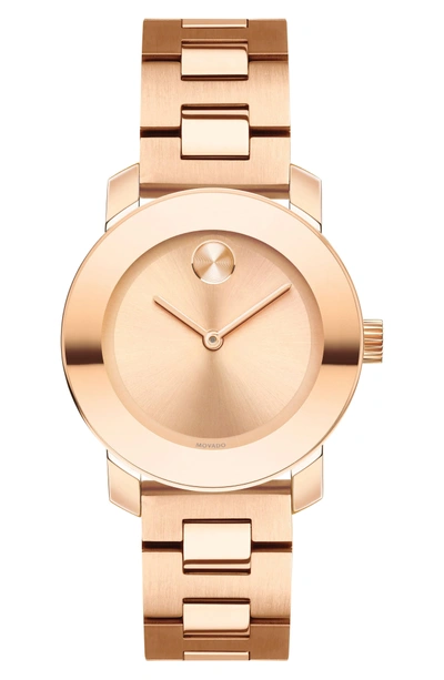 Shop Movado Bold Bracelet Watch, 30mm In Rose Gold