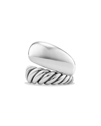 Shop David Yurman Wide Pure Form Two-row Stacking Ring In Silver