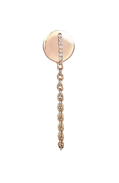 Shop Kismet By Milka Diamond Stud Chain Earring In Rose Gold