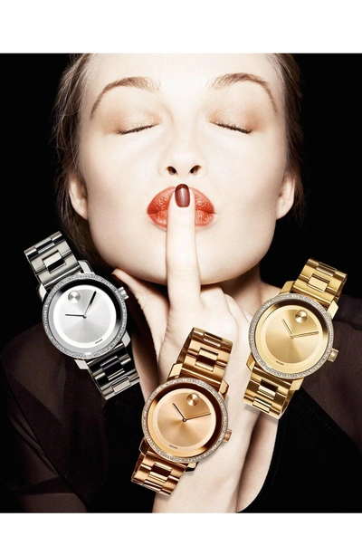 Shop Movado 'bold' Diamond Bezel Bracelet Watch, 36mm In Silver
