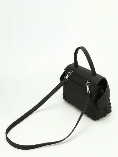 Shop Tod's Wave Leather Mini Shoulder Bag In Black