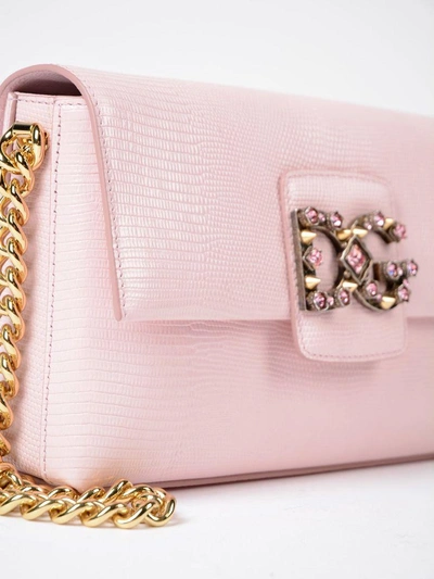 Shop Dolce & Gabbana Leather Shoulder Bag In Pink & Purple