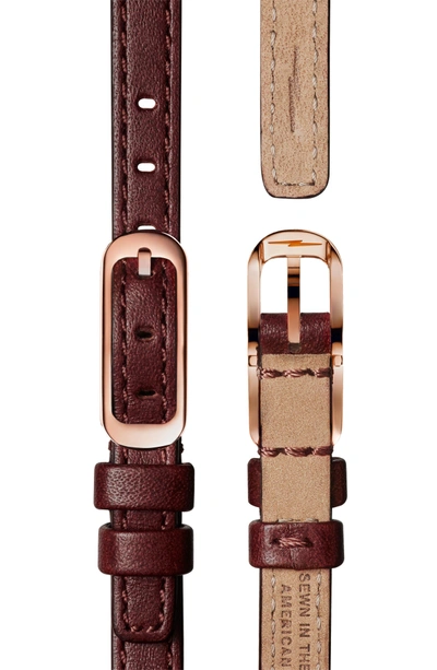 Shop Shinola The Birdy Leather Strap Watch, 34mm In Burgundy/ Gold