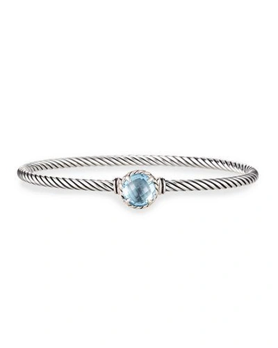 Shop David Yurman Chatelaine Bracelet With Semiprecious Stone In Blue Topaz