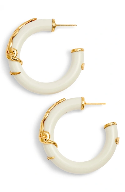 Shop Gas Bijoux Cobra Hoop Earrings In White/ Gold