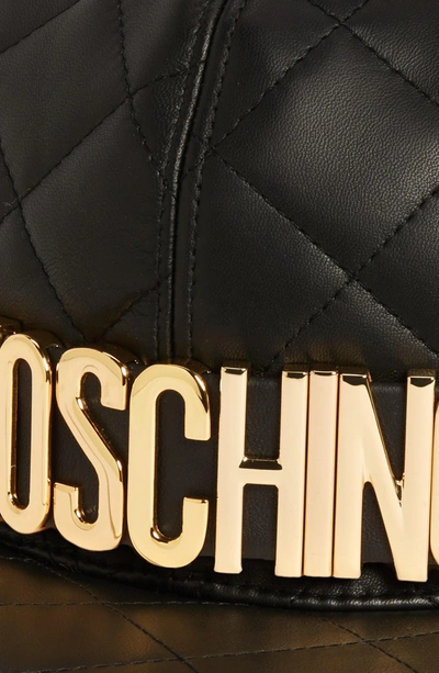 Shop Moschino Quilted Leather Baseball Cap - Black