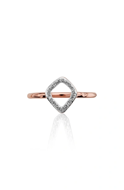 Shop Monica Vinader Riva Mini Kite Diamond Stacking Ring In Rose Gold
