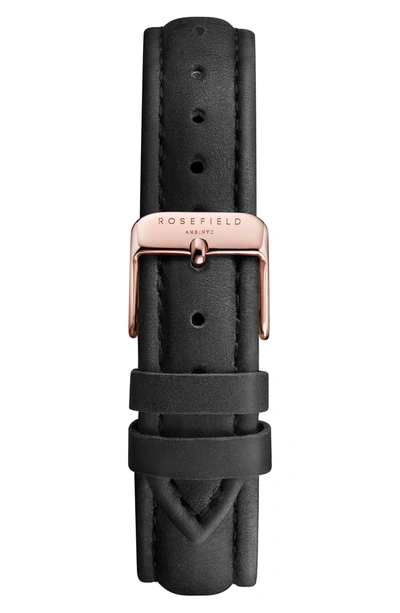 Shop Rosefield Tribeca Leather Strap Watch, 33mm In Black/ White/ Rose Gold