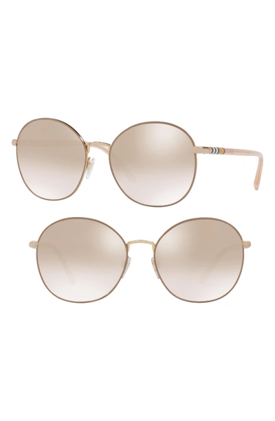 Shop Burberry 56mm Gradient Round Sunglasses - Pale Gold