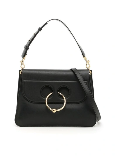 Shop Jw Anderson Medium Leather Pierce Bag In Blacknero