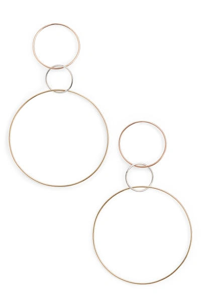 Shop Lana Jewelry Tri-tone Three Hoop Wire Drop Earrings In Three Tone Mix