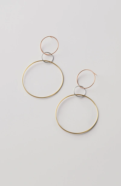 Shop Lana Jewelry Tri-tone Three Hoop Wire Drop Earrings In Three Tone Mix