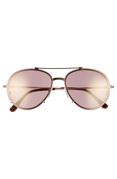 Shop Tom Ford Dickon 59mm Aviator Sunglasses - Shiny Rose Gold/ Gradient