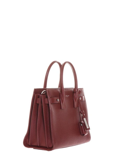 Shop Saint Laurent Small Sac De Jour Souple Bag In Dark Red Grained Leather