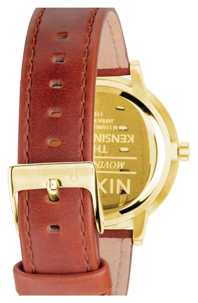 Shop Nixon 'the Kensington' Leather Strap Watch, 37mm In Gold/ Saddle