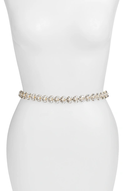 Shop Kate Spade Crystal & Imitation Pearl Belt In Cream/ Crystal/ Gold