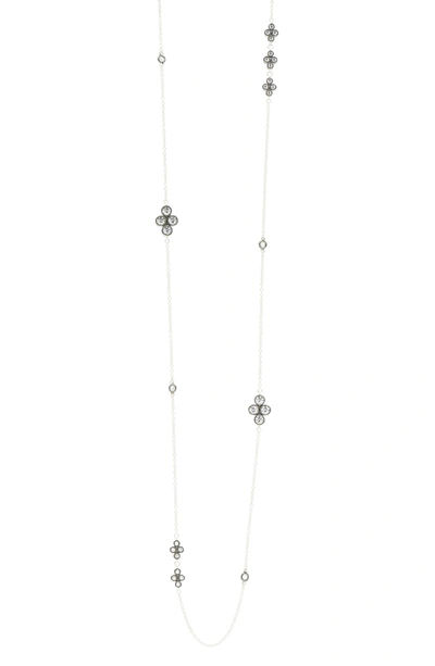 Shop Freida Rothman Industrial Finish Long Station Necklace In Black/ Silver