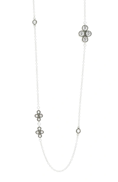 Shop Freida Rothman Industrial Finish Long Station Necklace In Black/ Silver