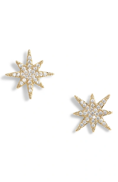 Shop Serefina Small Starburst Crystal Earrings In Gold