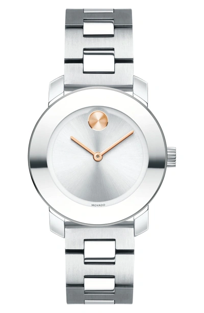 Shop Movado Bold Bracelet Watch, 30mm In Silver/ Rose Gold