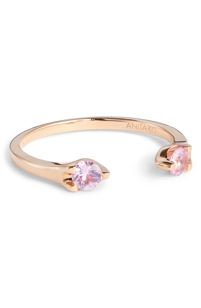 Shop Anita Ko Orbit Pink Sapphire Open Ring In Rose Gold
