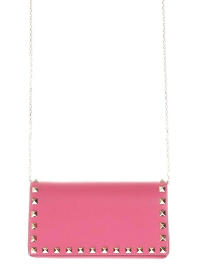 Shop Valentino Rockstud Pink Leather Cluth