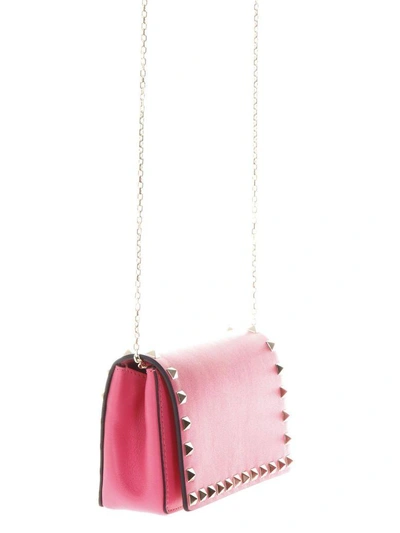 Shop Valentino Rockstud Pink Leather Cluth