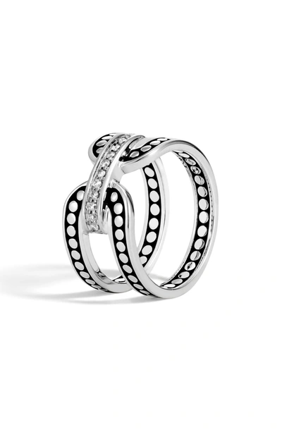 Shop John Hardy Dot Pave Diamond Openwork Ring In Silver