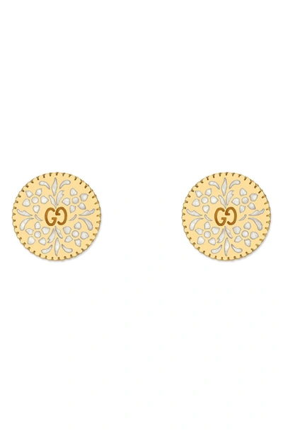 Shop Gucci Icon Blooms Stud Earrings In Yellow Gold