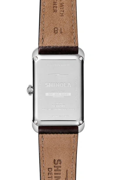 Shop Shinola The Muldowney Rectangular Leather Strap Watch, 24mm X 32mm In Brown/ White/ Silver