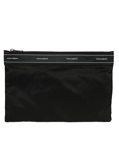 Shop Dolce & Gabbana Logo Panel Clutch In Black