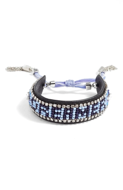 Shop Rebecca Minkoff Dreamer Seed Bead Leather Bracelet In Blue Multi