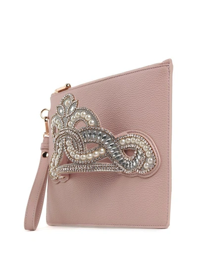 Shop Sophia Webster Flossy Royalty Grained-leather Clutch Bag In Rosa