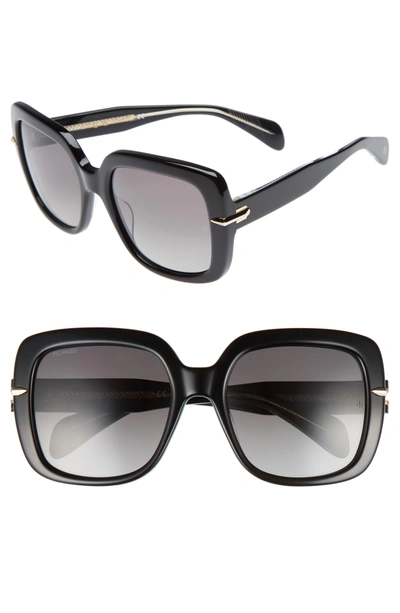 Shop Rag & Bone 56mm Square Polarized Sunglasses - Black Polar