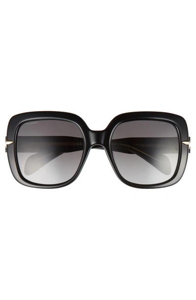 Shop Rag & Bone 56mm Square Polarized Sunglasses - Black Polar