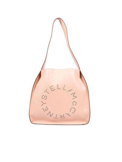 Shop Stella Mccartney Mccartney Perforated Logo Hobo Bag In Powder