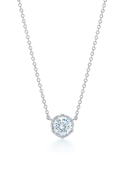 Shop Kwiat Classic Diamond Bezel Pendant Necklace In White Gold