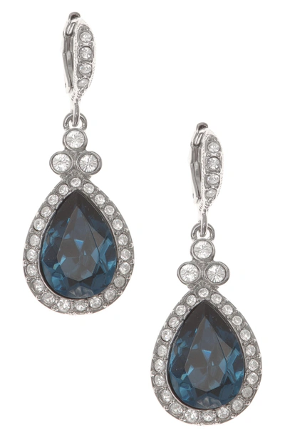 Shop Givenchy Pave Drop Earrings In Denim / Silver