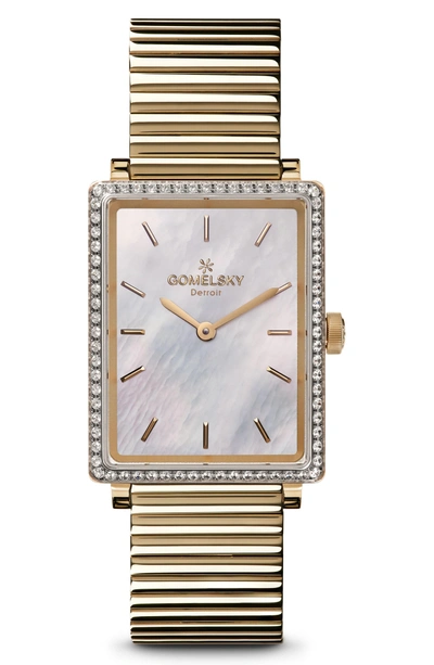 Shop Gomelsky The Shirley Fromer Diamond Bracelet Watch, 32mm X 25mm In Gold/ Mop/ Gold