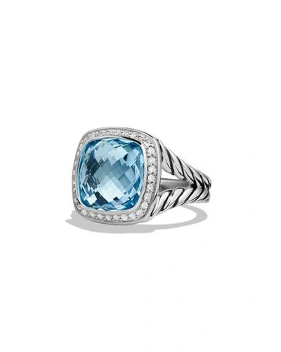 Shop David Yurman 11mm Albion Ring With Diamonds In Blue Topaz