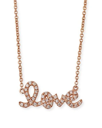 Shop Sydney Evan Gold Diamond Love Necklace, Small In Rose Gold