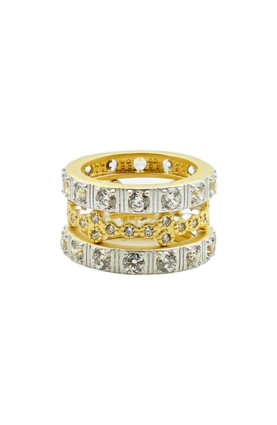 Shop Freida Rothman Set Of Three Stacking Rings In Gold/ Silver