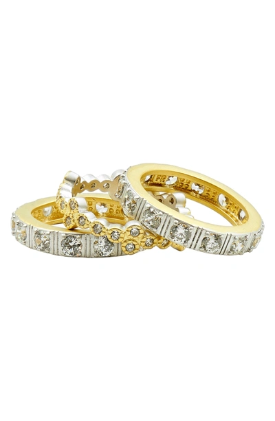Shop Freida Rothman Set Of Three Stacking Rings In Gold/ Silver
