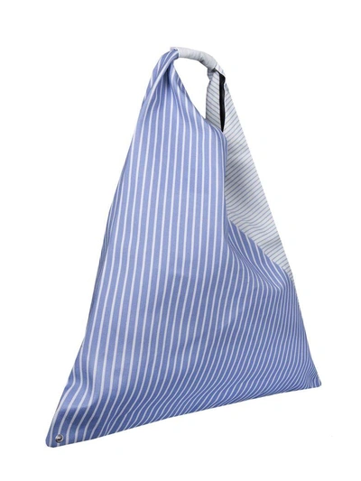 Shop Mm6 Maison Margiela Japanese Striped Hobo Bag In Blue