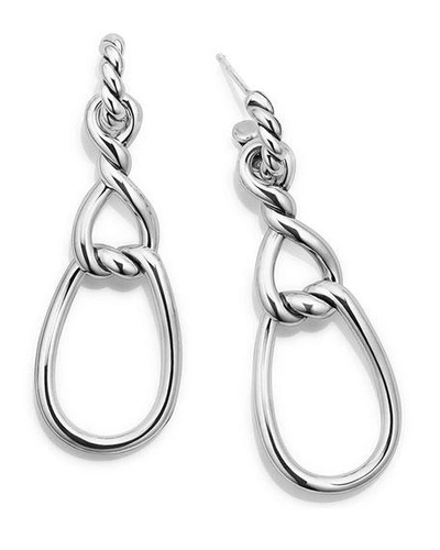 Shop David Yurman Continuance Twisted Teardrop Earrings In Silver