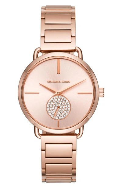 Shop Michael Kors Portia Round Bracelet Watch, 36.5mm In Rose Gold