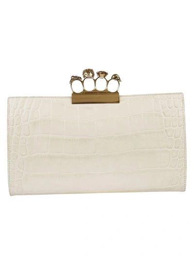 Shop Alexander Mcqueen Knuckle Clutch In Panna