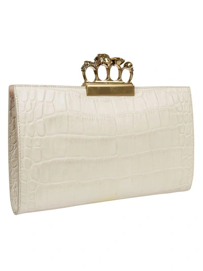 Shop Alexander Mcqueen Knuckle Clutch In Panna