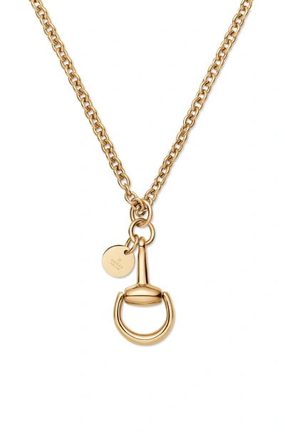 Shop Gucci Horsebit Pendant Necklace In Yellow Gold