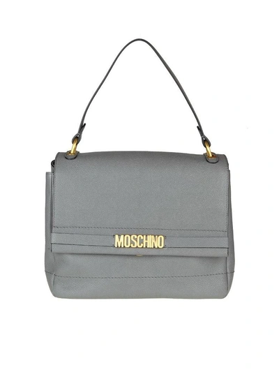 Shop Moschino Bag In Grey Leather With Logo